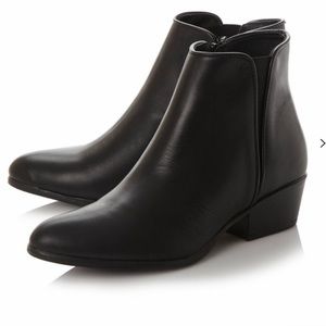 Steve Madden Nytroo Black Leather Ankle Side Zip Bootie Boots